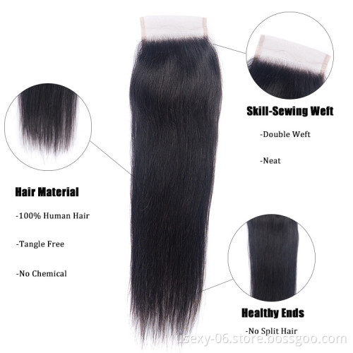 cheapest 4*4 lace closure  100% brazilian Straight  Human hair swiss  Lace Closure